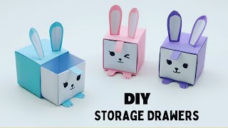 DIY MINI PAPER DRAWERS  PAPER CRAFT SMALL ORIGAMI STORAGE BOX DIY  DESK ORGANIZER DRAWER [upl. by Galitea392]