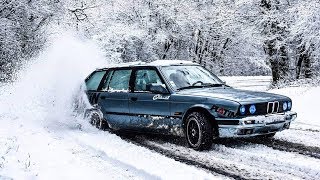 BMW e30 winter drift on a snowy road  GoPro [upl. by Weikert]