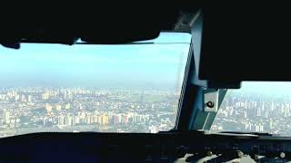 Landing at São Paulo Congonhas Airport CGH cockpit view  Aterrisagem em Congonhas [upl. by Nonad]