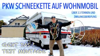 Schneeketten Montage Test auf ein Wohnmobil über 35 Tonnen mit oder ohne Zwillingsbereifung [upl. by Woodford435]