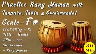 Practice Raag Yaman with F Scale Tanpura Tabla and Swarmandal  BPM  100 [upl. by Ecirtnas]