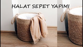 DIY  Halat Sepet yapımı  Rope Basket [upl. by Adnauqal]