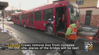 Port Authority Bus Removed From Site Of Pittsburgh Bridge Collapse [upl. by Vinn178]