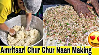 Amritsari Chur Chur Naan Making 😍 Most Unique Chur Chur Naan Recipe 🙀  Amazing Foodie Official [upl. by Ahseele]