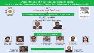 3rd International Conference on quotMaterials Science and Engineeringquot ICMSE2023 [upl. by Nylirak]