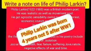 write note on life of philip Larkinstudystudio9077 [upl. by Yarased]