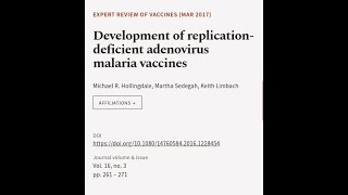 Development of replicationdeficient adenovirus malaria vaccines  RTCLTV [upl. by Ueihttam225]