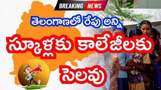 TS School Colleges Holiday Tomorrow 2024 Latest News Today  School Holiday Tomorrow latest news [upl. by Alhahs]