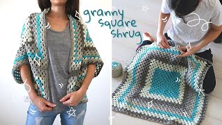 How To Crochet A Granny Square Shrug  Free Cocoon Cardigan Pattern \\ Continuous Granny Square [upl. by Haret]