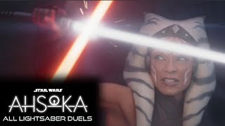 Star Wars Ahsoka  All Lightsaber Duels Episodes 18 HD [upl. by Yenohtna]