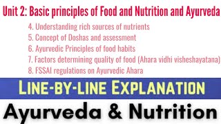 Basic principles of Food and Nutrition and Ayurveda UNIT 2  Ayurveda And Nutrition  Must Watch 🔥 [upl. by Baptist]