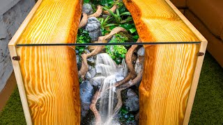 I Put a Waterfalls Terrarium in my Table Custom Build [upl. by Vlada871]