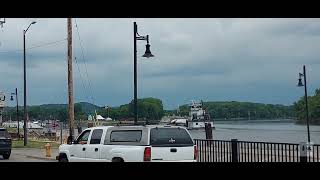 tug Paula Fortier pushing two barges on the Mississippi River Red WingMinnesota July 302024 [upl. by Binetta524]