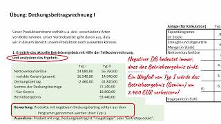 Deckungsbeitrag I  Sortimentsbewertung Zusatzauftrag Preisuntergrenze SchrittfürSchritt [upl. by Atalaya126]