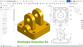 Onshape tutorial Exercise 01 Extrude Hole Fillet Plane and Mirror [upl. by Aikemaj]