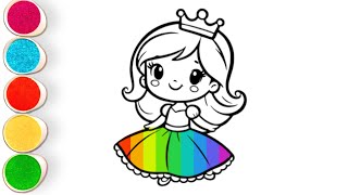 Cute Princesses Drawing Painting and Colouring for Kids and Toddlers [upl. by Xel882]