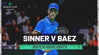 Sebastien Baez v Jannik Sinner Highlights  Argentina v Italy  Davis Cup Finals 2024 [upl. by Karrah]