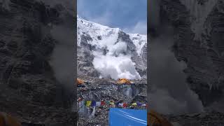 An avalanche near Everest Base Camp khumbuglacier tentcity [upl. by Pitchford662]