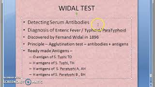 Microbiology 321 g Salmonella Typhoid Lab Diagnosis Widal Interpretation of Result Antigen Antibody [upl. by Aicirpac]