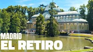 Summer in Madrid Spain El Retiro Park Walking Tour  4k HDR [upl. by Zillah]