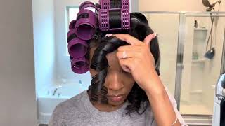 HOW TO STRAIGHTEN NATURAL HAIR WITHOUT HEAT DAMAGE  MAGNETIC ROLLER SET ON NATURAL HAIR [upl. by Alda]