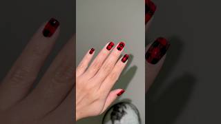 Plaid Red Nails naturalnails viralvideo diynails [upl. by Honniball490]