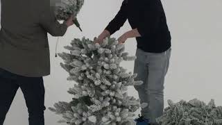 Assembly instruction of Glitzhome 11ft PreLit Flocked Slim Fir Artificial Christmas Tree [upl. by Charters]