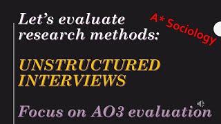 A Sociology Lets evaluate research methods Unstructured interviews [upl. by Ahsienel]