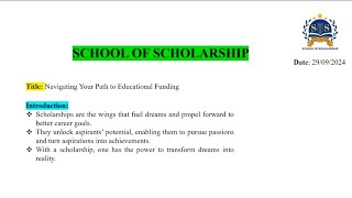 How to Secure Foreign scholarship  School of Scholarship  Basic Guidelines [upl. by Oleta104]