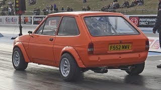 Jaguar V6 Swapped Mk2 Fiesta at Santa Pod Raceway [upl. by Attaynik328]