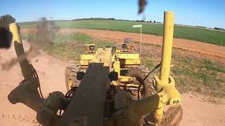 351Caterpillar 140G Road Grader building up fence line [upl. by Tabbie]