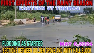 EARLY RAINY SEASON FLOODING IN GOLDEN GROVE ST THOMAS SOUTHERN COASTAL HIGHWAY IMPROVEMENT PROJECT [upl. by Nylrahs187]