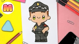 COMO DIBUJAR UN POLICIA KAWAII  Dibujos kawaii faciles  Aprender a dibujar personas kawaii [upl. by Lairbag]