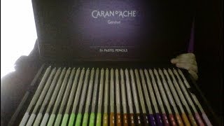 CARAN DACHE 84 PASTEL PENCILS UNBOXING [upl. by Kellie]