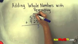 Addition of whole numbers with regrouping 3rd grade math lesson [upl. by Auot83]