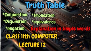 conjunction Disjunction negation implication amp equivalence explanation amp truth table formation ISC [upl. by Daphne]