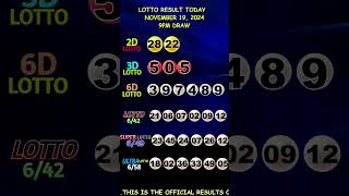 Lotto Result November 19 2024 9pm Draw shorts [upl. by Latsirhc]