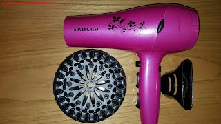 Silvercrest LIDL ionic hairdryer unboxing how to use test and sound QHD 1440p [upl. by Firman723]