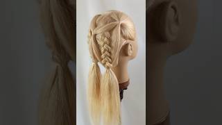 Super Easy Braided Pigtails 😍 hairstyles braids shorts [upl. by Nichole]