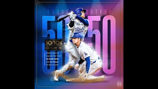 Shohei Ohtani reaches 50 50  Miami Marlins broadcast [upl. by Evander]