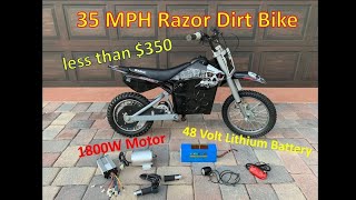 35 MPH  48 volt  Razor MX650 MX500 SX500 RSF650 upgrade for 350 Lithium Battery Upgrade [upl. by Meijer]