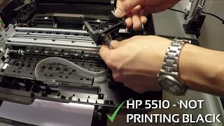 HP 5510 wont print black and colors  printhead removal and cleaning [upl. by Gosselin468]