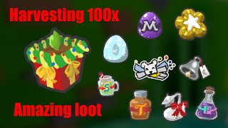 Harversting 100x festive planters in Bee Swarm Simulator  AMAZING loot [upl. by Ardnayek]