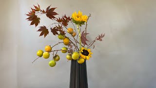 Sunflowers and Persimmon Fruit Arrangement Ideas [upl. by Mortie]