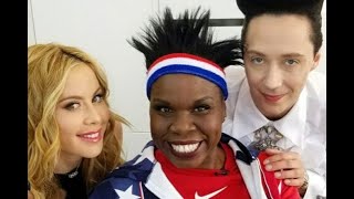 Leslie Jones Tara Lipinski and Johnny Weir Strut Their Stuff While Listening to Beyoncé [upl. by Penland]