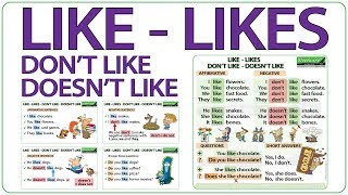 Like Likes Don’t like Doesn’t like  Present Simple Tense in English [upl. by Kachine]