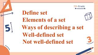 SETS  Elements of a Set  Welldefined amp Not welldefined Set  Part 1 Matatag Curriculum G7 [upl. by Hamish]