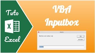 InputBox Comment demander à lutilisateur dentrer une valeur dans une fenêtre en VBA [upl. by Munniks346]