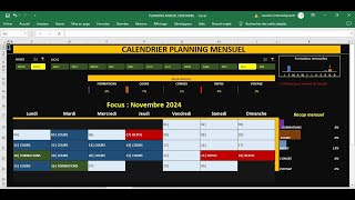 Calendrier mensuel avec planning personnel Excel [upl. by Gnivre]