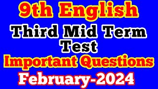 9th English Third Mid Term Test Important Questions February 2024 [upl. by Airdnax505]